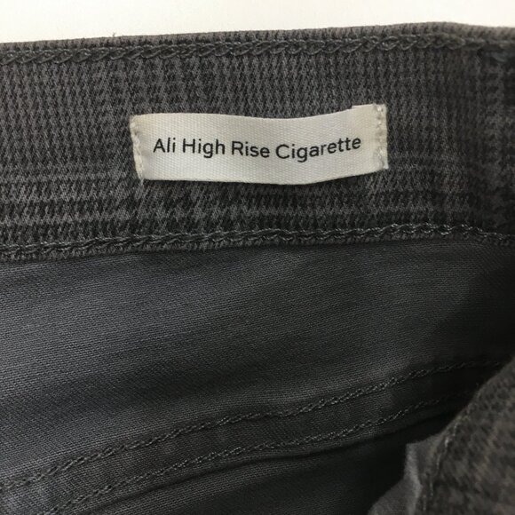 FRAME Washed Grey Plaid ALI High Rise Cigarette Leg 5 Pocket Logo Hardware Jeans - Picture 3 of 10